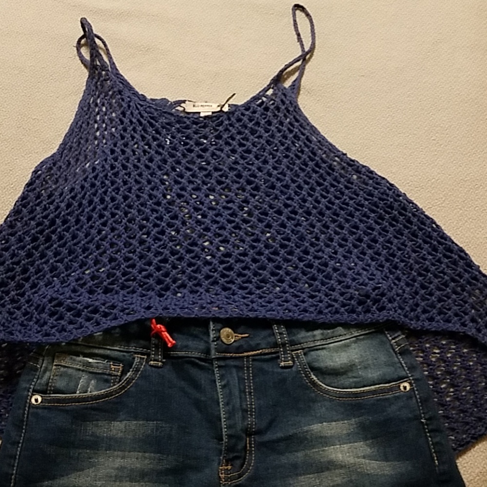 Blu pepper knitted tank top